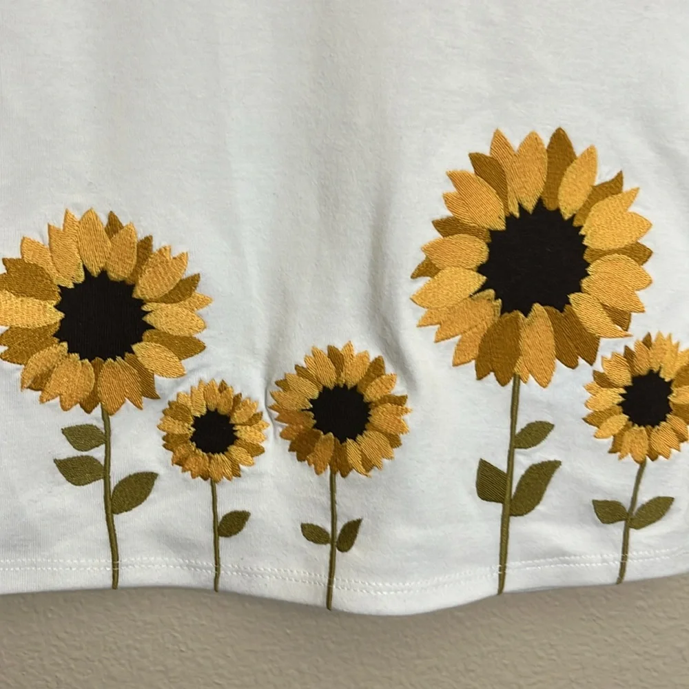 NWT Gymboree White Yellow Sunflower Embroidered Cotton Long Sleeve Tee